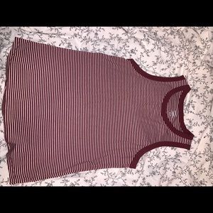 BURGUNDY AND WHITE STRIPED TOP